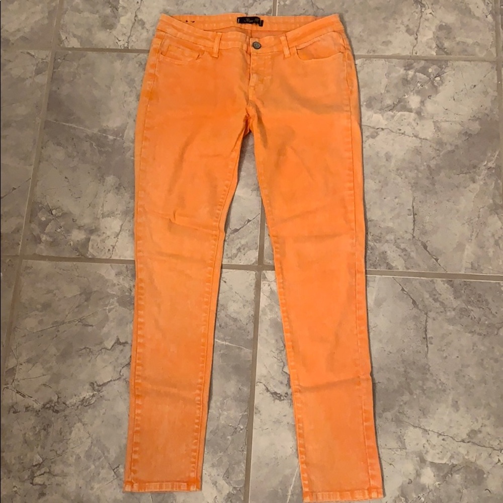 Orange super skinny jeans